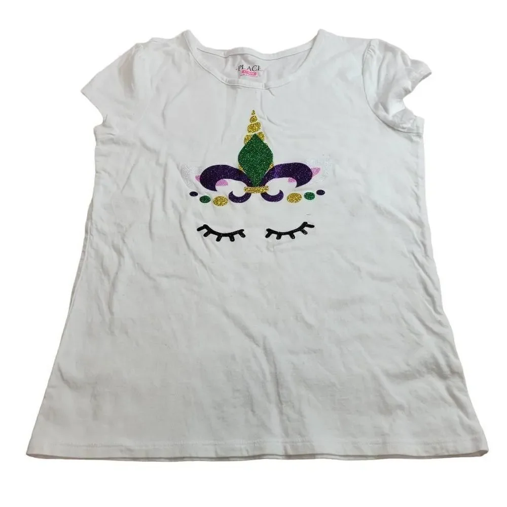 Children's Place unicorn Mardi Gras shirt L10/12